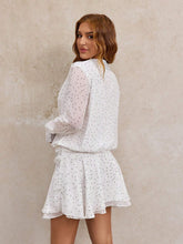 1pc Polka Dot Chiffon White Sexy & Cute Dress, Autumn/Winter